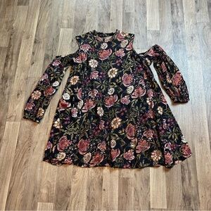 Angie Floral High Neck Cold Shouler Longsleeve Dress Size Small